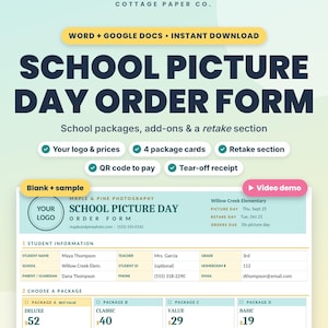 School Picture Day Order Form Template, Editable in Word and Google Docs