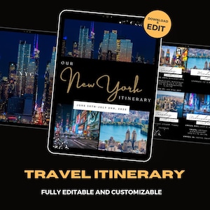 Trip Itinerary Template | Travel NYC New York City Vacation Digital Plan