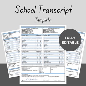Transcript Template High School Fillable Printable Word and Google