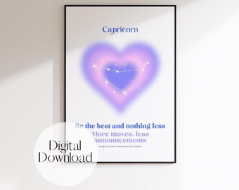 Capricorn Zodiac Print: Pink Astrology Wall Art (Digital Download)