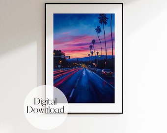 Retro California Street Print: Vintage Wall Art, Dorm Decor (Digital Download)