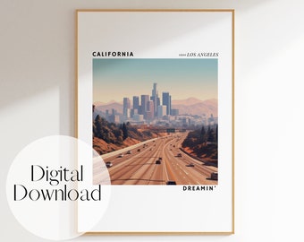 California Print, California Dreamin Print, Retro Style Print, Trendy Wall Art, Dorm Room Decor, Vintage Print, Los Angeles Print