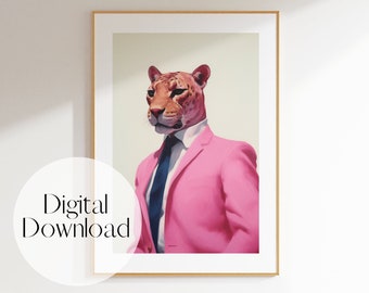 Pink Cheetah Retro Art Print: Trendy Dorm Decor (Digital Download)