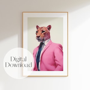Cheetah Pink Wall Art, Leopard Pink Print, Retro Style Poster, Trendy Wall Art, Dorm Room Decor, Vintage Poster, Pink Cheetah Print