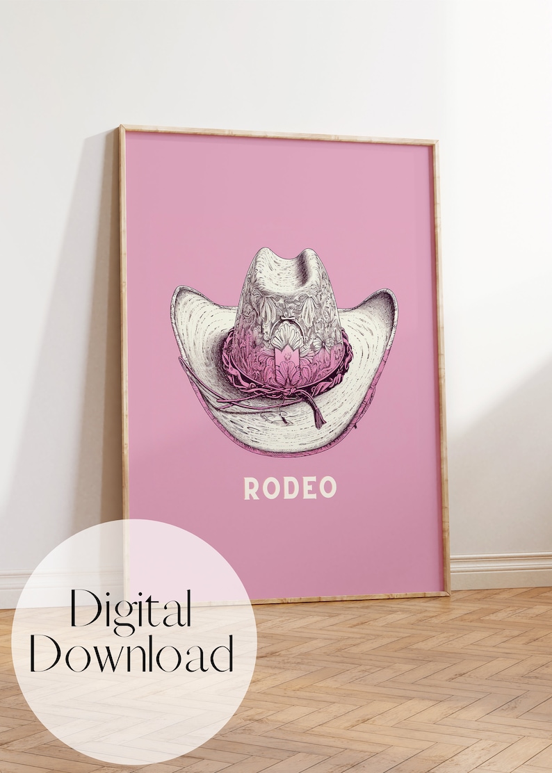 Pink Rodeo Cowgirl Poster: Retro Western Wall Art (digital Download ...