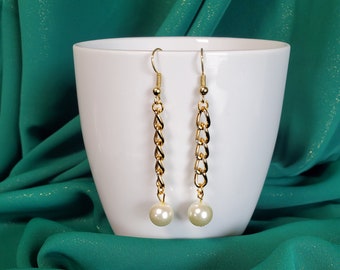 Hand made Shell Pearl Drop Earrings | Pearl Earrings for Women