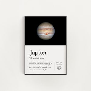 Jupiter Print, Printable Jupiter Wall Art Decor, Infographic Minimalistic Jupiter Poster, Astronomy Jupiter Science Art Digital Download