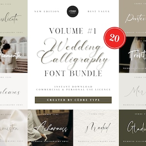 Hochzeit Kalligraphie Schriften Bundle 1, kursive Hochzeitsschrift OTF, Einladungen, Basteln, Canva Schriften, für Rennbahn, Feiern, Sofort Download