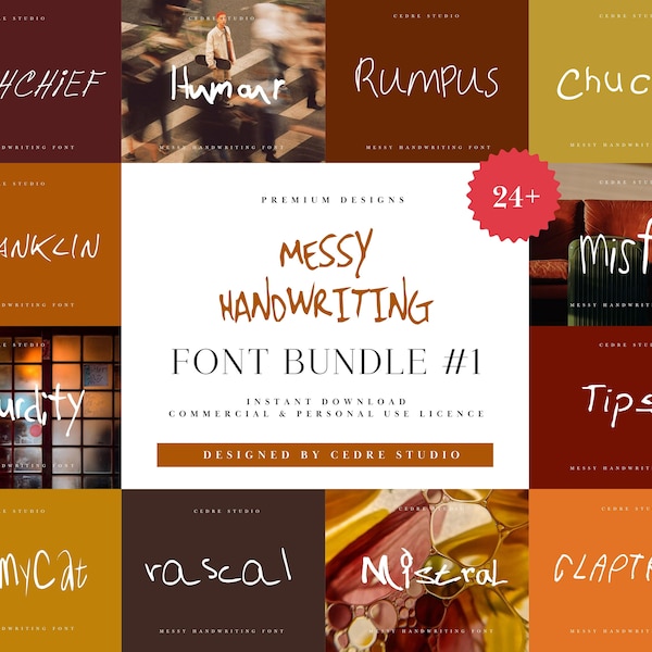 Messy Handwriting Fonts Bundle 1, Messy Handwriting Font OTF, Organic Handwritten Font, Funny Textured Fonts, Handwritten Fonts Script Fonts