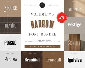 Narrow Fonts Bundle 3, Elegant Narrow Font, High End Font, Classy Font, Logo Fonts, Luxury Fonts, Silhouette Font, Luxurious Condensed Fonts