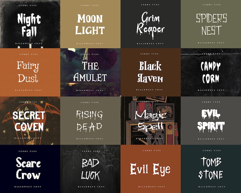 Halloween Font Bundle 1, Spooky Halloween Font OTF, Scary Halloween ...