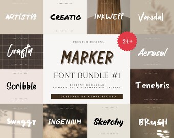 Marker Font Bundle 1, Bold Marker Fonts OTF, Sharpie Pen Font, Black Marker Font, Display Bold Font, Organic Crafting Handwritten Font