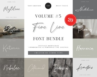 Fine Line Fonts Bundle 3, Elegant Fine Line Font OTF, Beautiful Cursive Font, Logo Fonts, Signature Fonts, Silhouette Fonts, Fun Fonts
