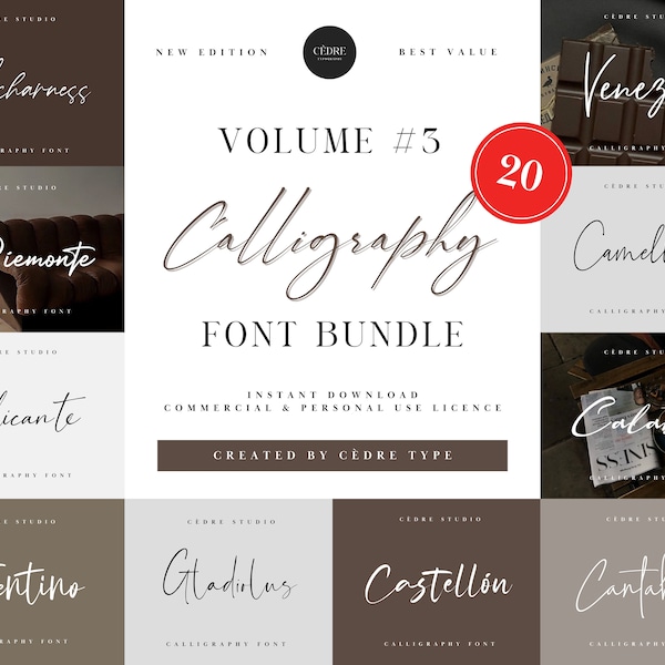 Calligraphy Fonts Bundle 3, Elegant Calligraphy Font OTF, High End Font, Classy Font, Modern Luxury Fonts, Silhouette Fonts, Luxurious Fonts