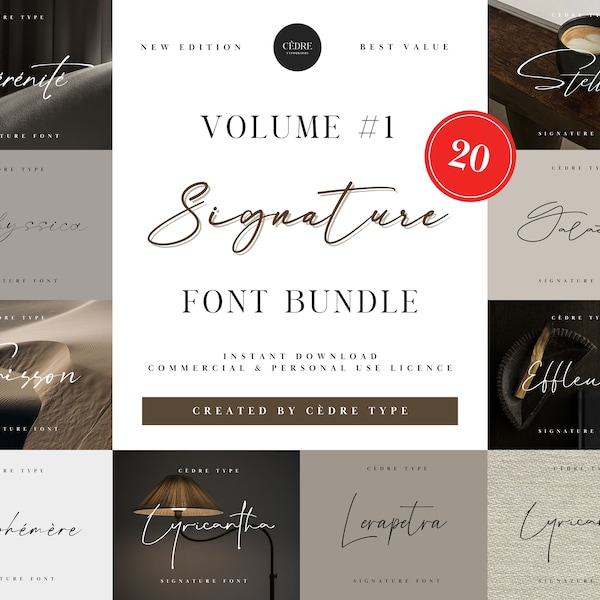 Signature Fonts Bundle 1, Handwritten Signature Font, Handwriting Procreate Fonts, Canva Fonts, Circuit Fonts, Wedding Fonts, Commercial Use