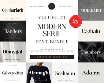 Modern Serif Fonts Bundle 1, Elegant Modern Serif Font OTF, Procreate Fonts, Canva Fonts, Circuit Fonts, Party Wedding Fonts, Commercial Use