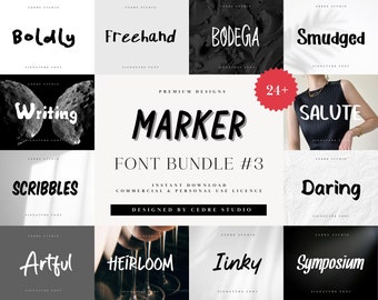 Marker Font Bundle 3, Thick Marker Fonts OTF, Black Sharpie Font, Graffiti Fonts, Procreate Fonts, Goodnotes Fonts, Notability Notion Fonts