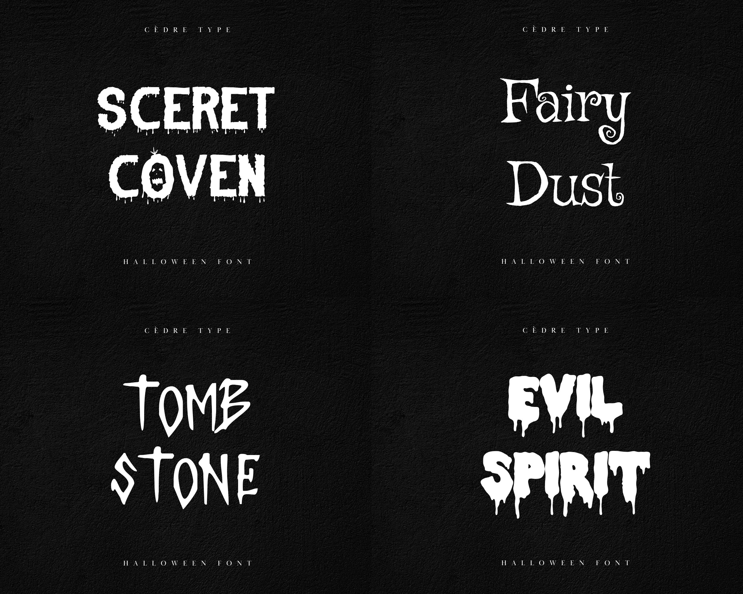 Halloween Font Bundle 1, Spooky Halloween Font OTF, Scary Halloween ...
