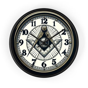 Freemason Wall Clock - Exclusive Masonic All-Seeing Eye Timepiece