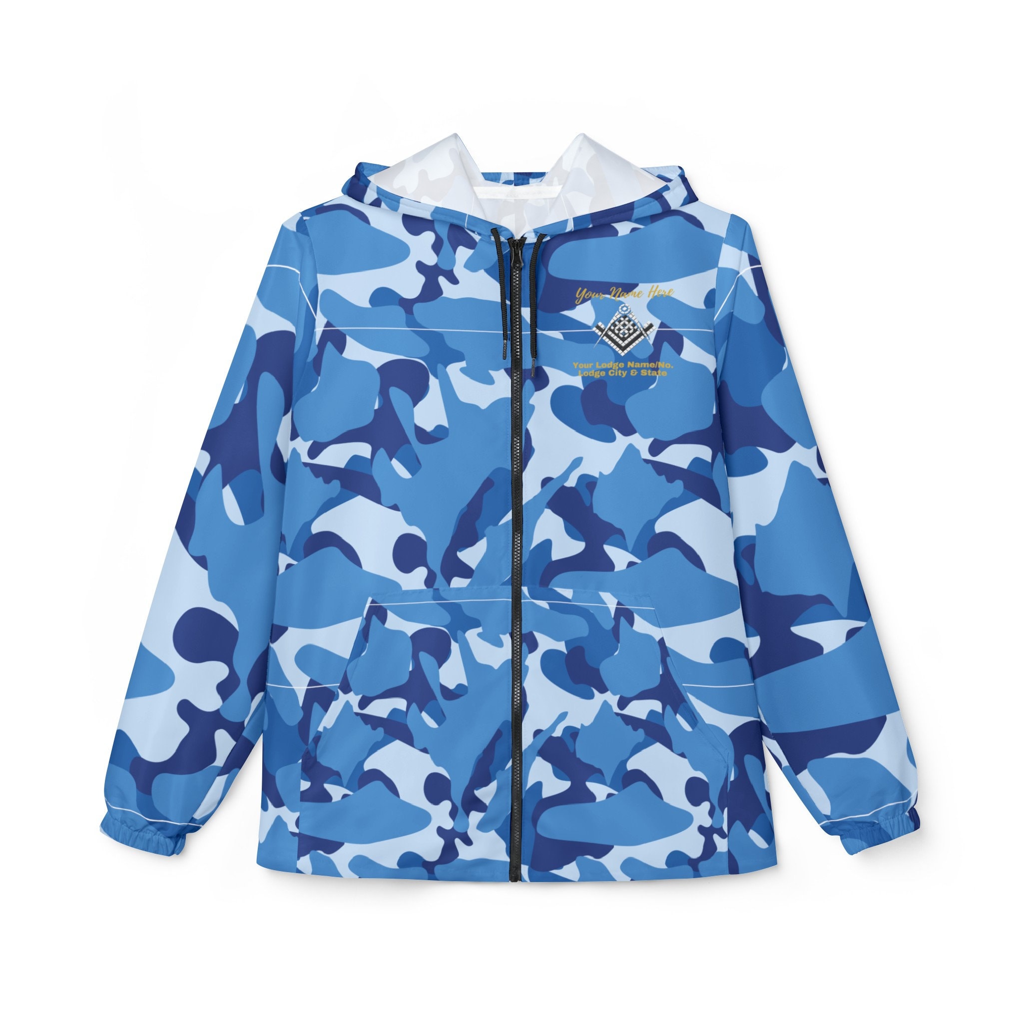 Blue Camo Custom Masonic Camo Windbreaker - Personalized Freemason