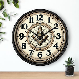 Freemason Wall Clock - Exclusive Masonic Mason Lodge Timepiece