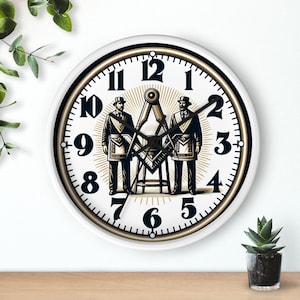 Freemason Wall Clock - Exclusive Masonic Mason Lodge Timepiece  FREE SHIPPING