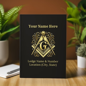Custom Masonic Hardcover Journal  | All colors Masonic Design with Personalized Lodge Details | Freemason Gift