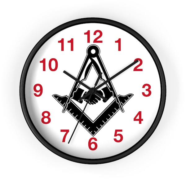 Masonic Handshake Freemason Wall Clock 10 inch FREE SHIPPING!