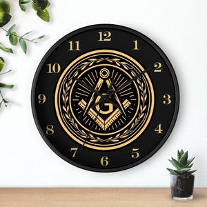 Exclusive Masonic Wall Clock - Square & Compass Design | Silent, Elegant Timepiece
