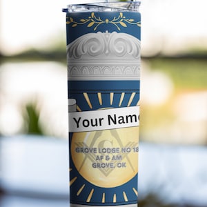 Vaso masónico personalizado de 20 oz - Artículos para beber personalizados de la Logia Masónica
