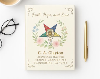 Faith, Hope, and Love Custom OES Journal Eastern Star Gift for Sisterhood Faith Hope Love Marble Notebook