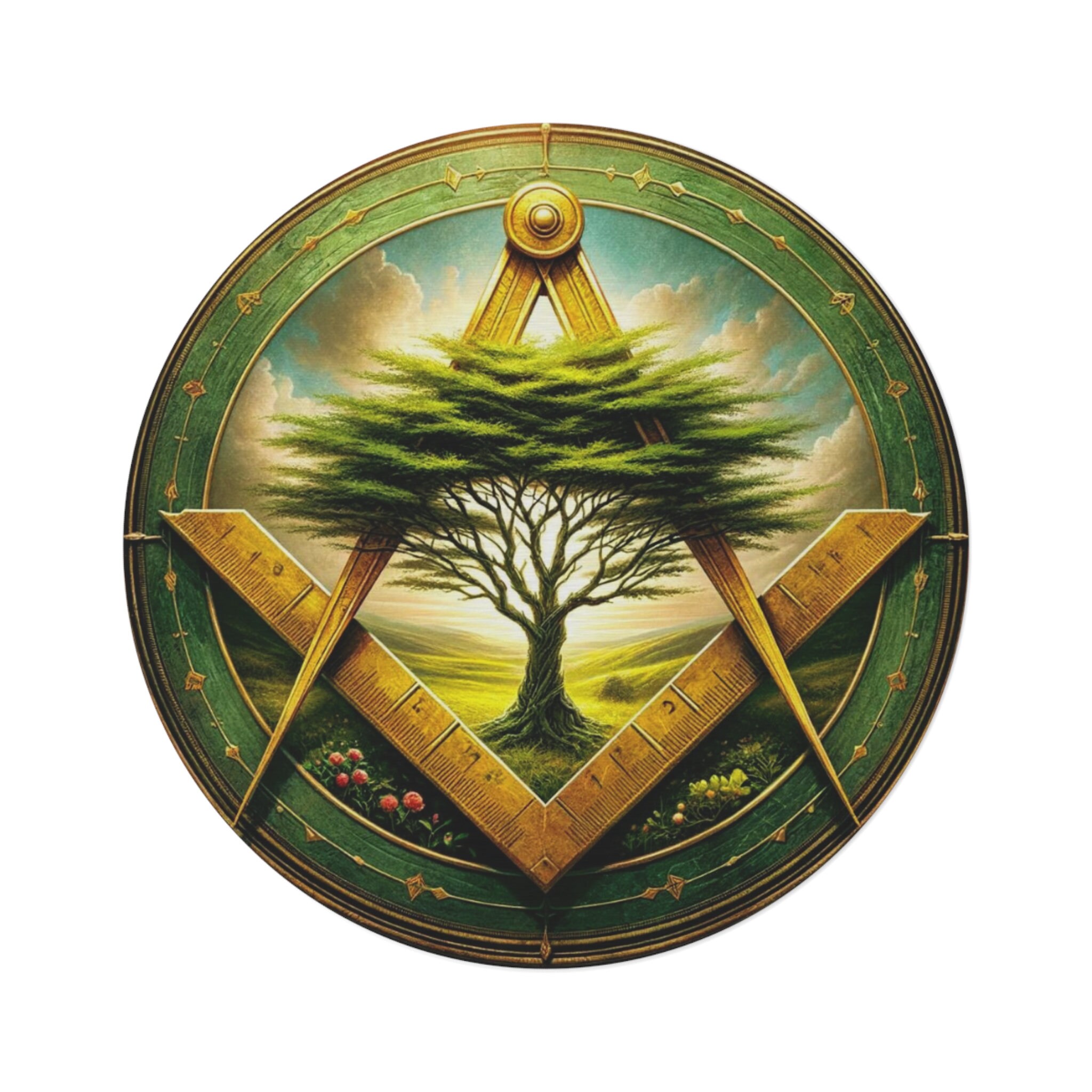 Mystical Masonic Compass Round Area Rug - Enigmatic Lodge Decor - Etsy
