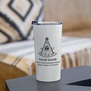 Custom Freemason 20oz Tumbler - Personalized Stainless Steel Travel Mug for Masons