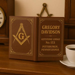 Custom Masonic Journal Personalized Lodge Name, Number & Location 5x7 Leatherlike Freemason Notebook