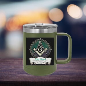 Custom Masonic Coffee Mug Personalized Freemason Lodge Gift Stainless Steel Insulated Tumbler