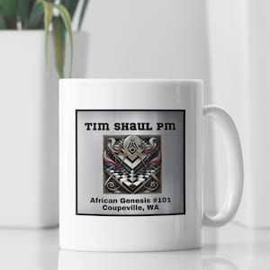 Custom Masonic Coffee Mug | Personalized Freemason Mug with Lodge Name & Details | Checkered Floor Design