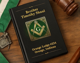 Personalized Masonic Journal Custom Freemason Notebook with Green and Gold Square and Compass Gift for Lodge Members
