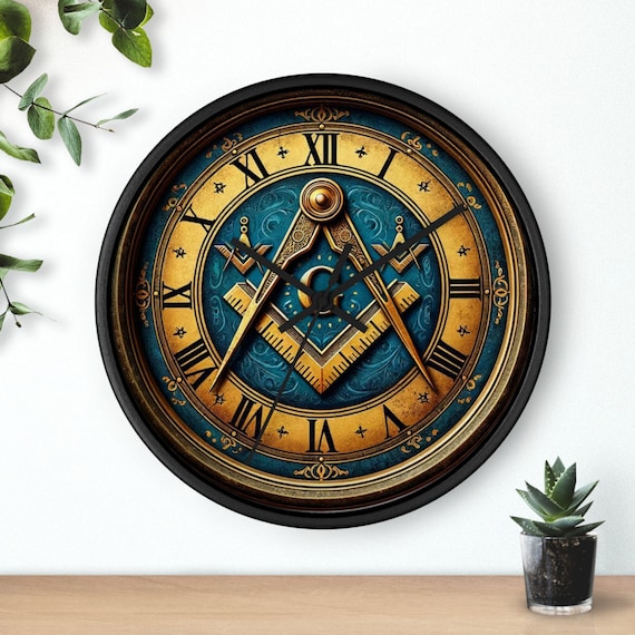 Masonic Symbols Square and Compass Freemason Wall Clock Masonic Symbols Square and Compass Freemason Wall Clock