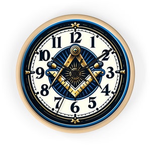 Freemason Wall Clock - Exclusive Masonic Mason Lodge Timepiece