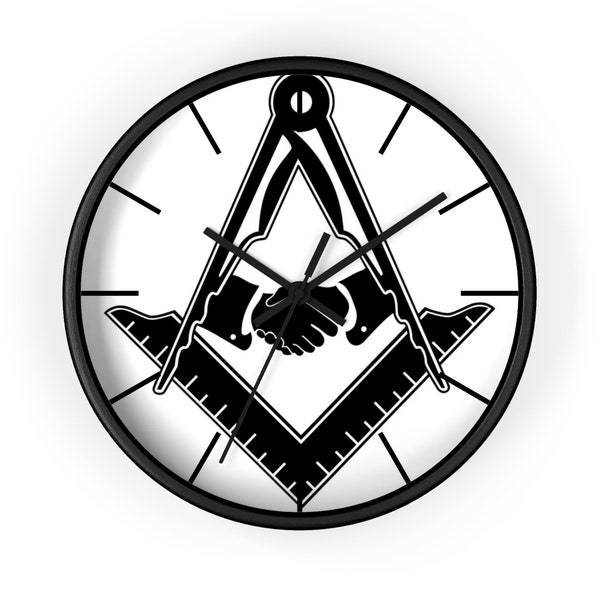 Masonic Handshake Freemason Wall Clock 10 inch FREE SHIPPING!