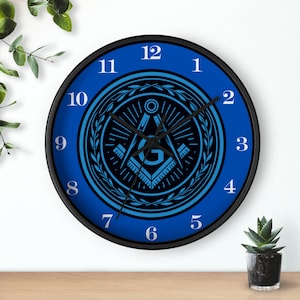 Exclusive Masonic Wall Clock - Square & Compass Design | Silent, Elegant Timepiece