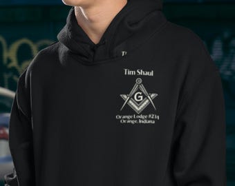 Custom Premium Quality Masonic Hoodie with Embroidery Square and Compass | Personalized Freemason Sweatshirt Gift