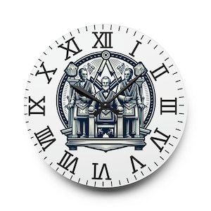 Freemason Acrylic Wall Clock - Customizable Masonic Design Timepiece 2 sizes square and round