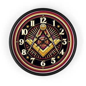 Freemason Wall Clock - Exclusive Masonic Mason Lodge Timepiece  FREE US SHIPPING