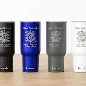 Custom Masonic 40oz Tumbler Personalized Mason Gift with Name & Lodge | Engraved Freemason Cup with Straw