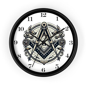 Elegant Freemason Timekeeper - 10&quot; Silent Wall Clock with Intricate Masonic Design
