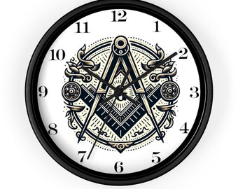 Elegant Freemason Timekeeper - 10" Silent Wall Clock with Intricate Masonic Design