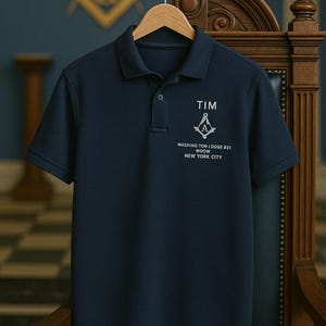 Custom Embroidered Masonic Polo Shirt | Freemason Gift | Personalized Mason Logo Polo | Masonic Apparel for Men | Lodge Shirt