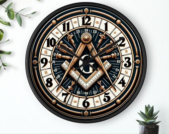 Freemason Wall Clock - Exclusive Masonic All-Seeing Eye Timepiece  FREE SHIPPING