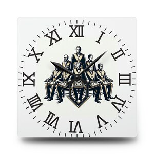Freemason Acrylic Wall Clock - Customizable Masonic Design Timepiece 2 sizes Square and Round
